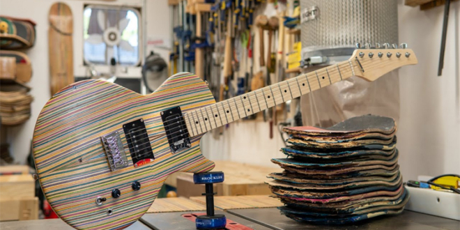 Guitar Made Out of Broken Skateboards