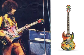 Eric Clapton playing his iconic "The Fool" Gibson SG guitar during the Cream era