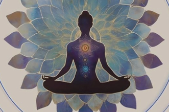 Solfeggio frequencies represented with sound waves during meditation and relaxation