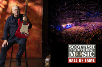 Mark Knopfler being honoured by the Scottish Traditional Music Hall of Fame during Hoolie in the Hydro 2026 celebration.