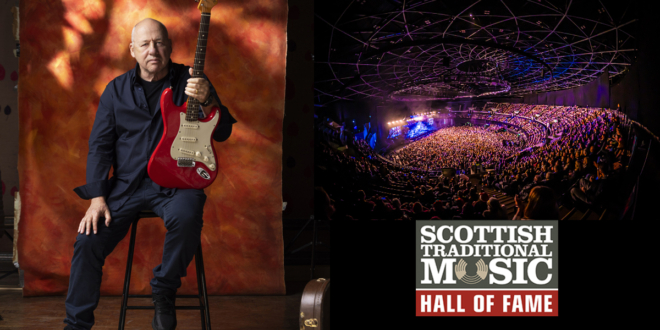 Mark Knopfler being honoured by the Scottish Traditional Music Hall of Fame during Hoolie in the Hydro 2026 celebration.